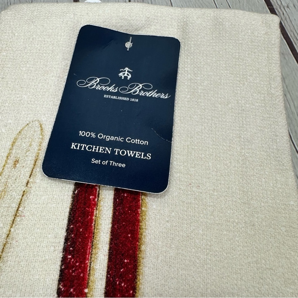 NWT Brooks Brothers cotton Kitchen Towel snow Ski Design winter cabin - Picture 3 of 8